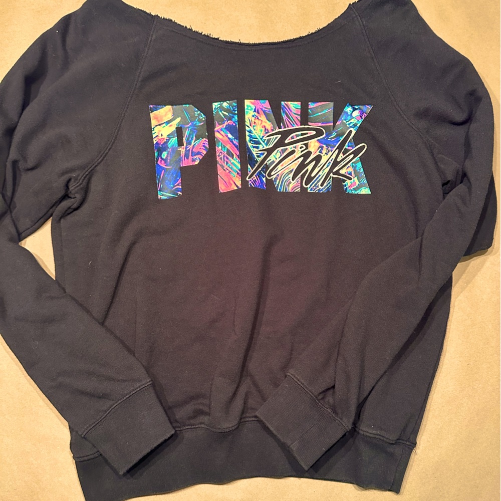 Rare tropical PINK Victoria’s Secret open neck crew